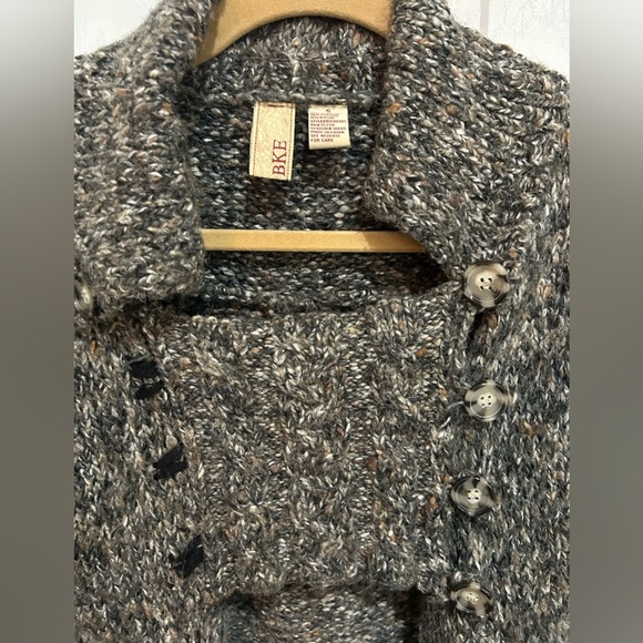 BKE Gray Speckled Button Front Collared Open Cardigan Sweater S - Picture 3 of 5
